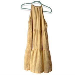 A New Day Yellow Halter Bell Shape Midi Dress. Size Medium